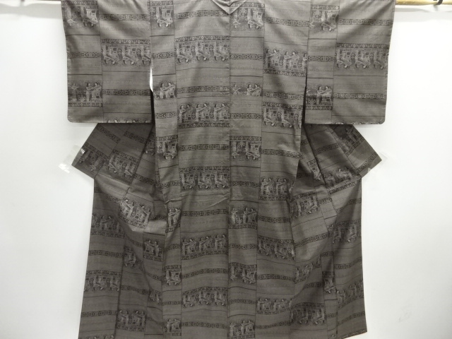 JAPANESE KIMONO / DORO OSHIMA TSUMUGI (7 maruki) / WOVEN EGYPTIAN FRESCO 